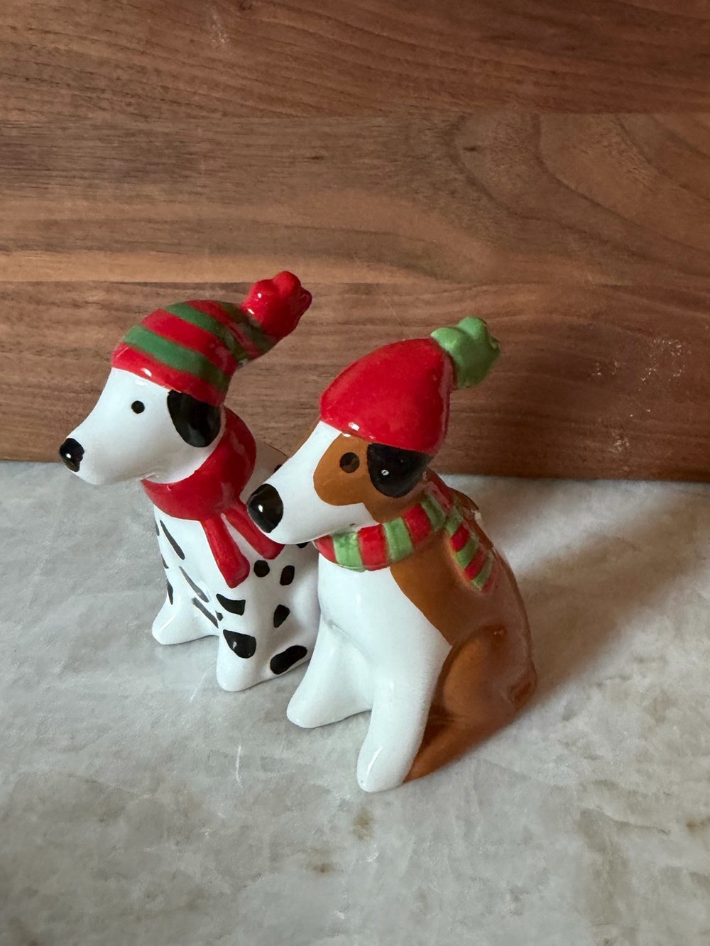 Vintage Christmas  dog salt & pepper shakers